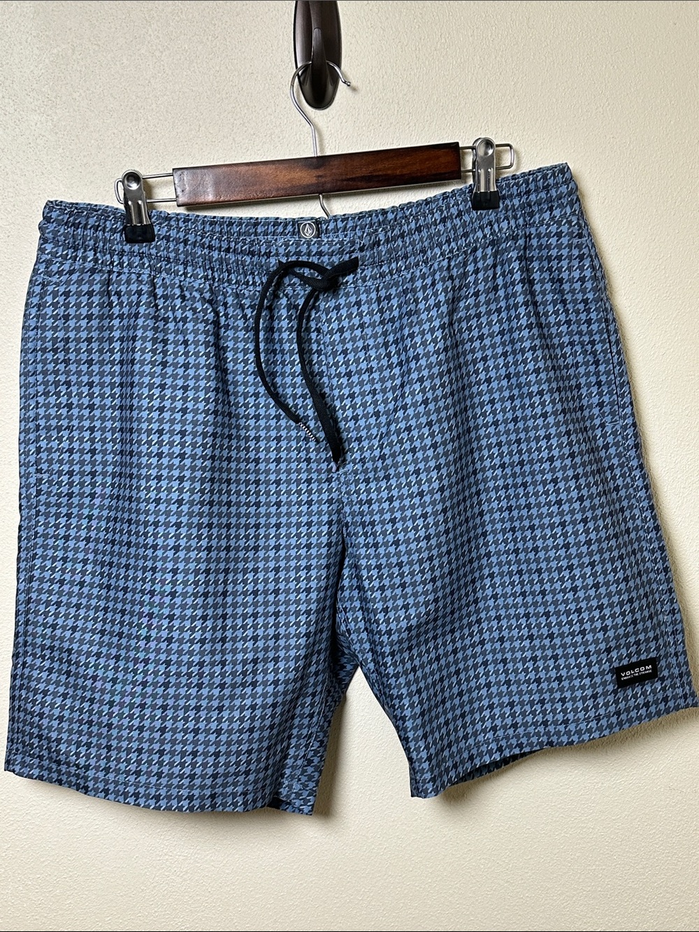 Volcom Blue Houndstooth Swim Board Shorts Sz L